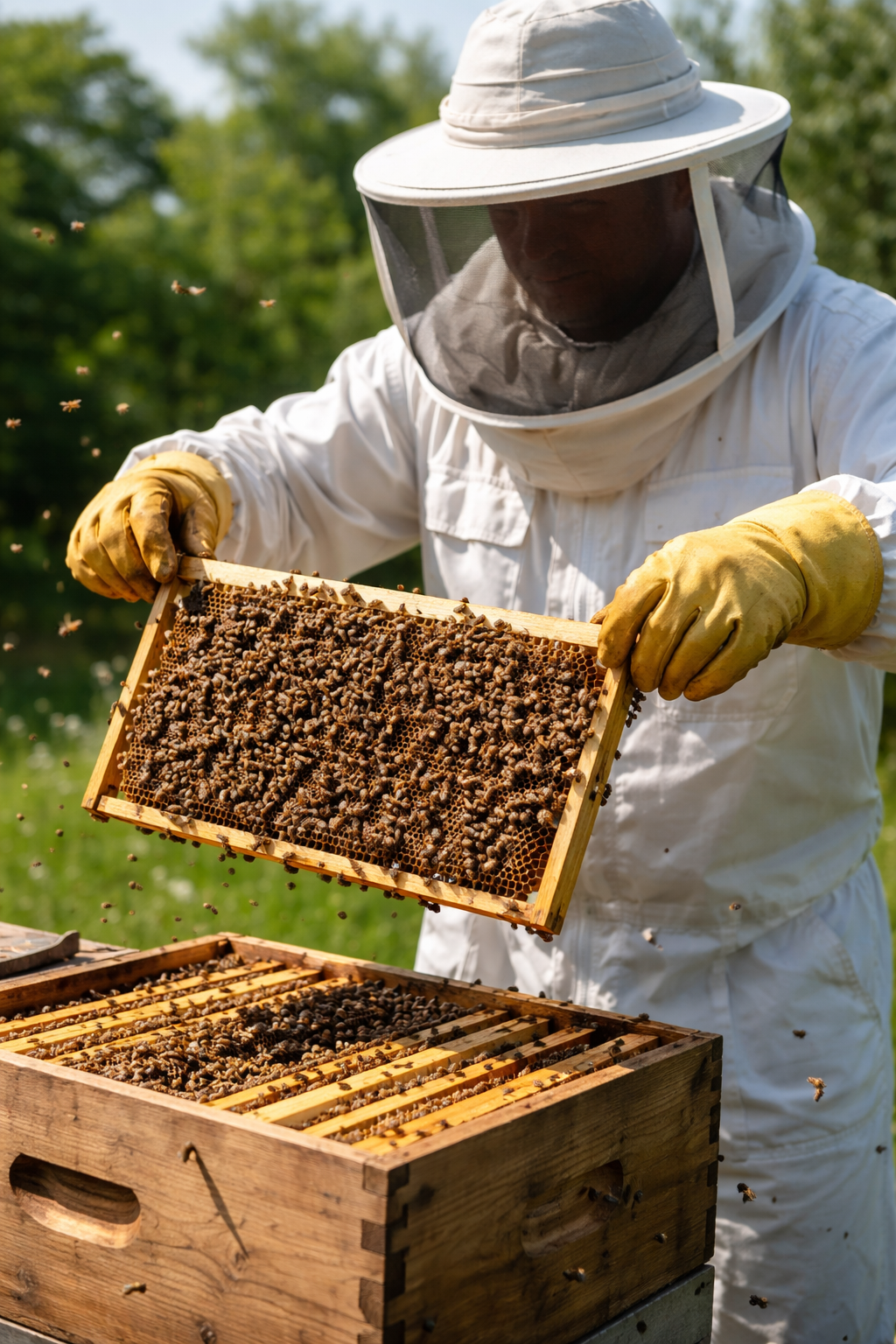 Imker bei der Arbeit