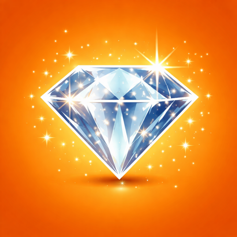 Home Leuchtender Diamant Vor Orangem Hintergrund 768x768