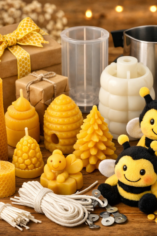 bienenwachskerzen und bastelzubehör arrangiert bienenwachskerzen und bastelzubehör arrangiert